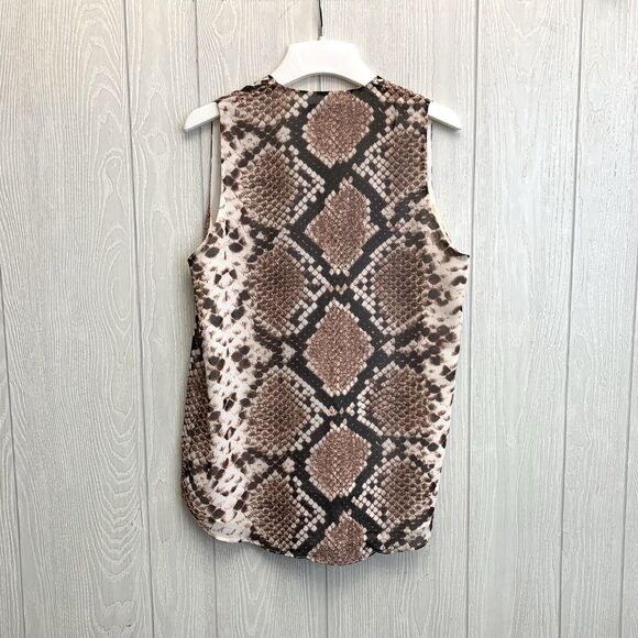 Olivaceous Snake Print V-Neck Sleeveless Blouse Medium - Picture 4 of 4